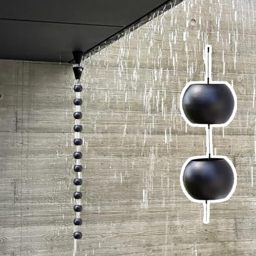 Cadena de lluvia Cadena Recogedora de Lluvia Negra para Drenaje de Aleros, Desviador Exterior del Canal del Alero de La Característica del Agua, Cadenas Ajustables para Canalones de Lluvia ( Color : S