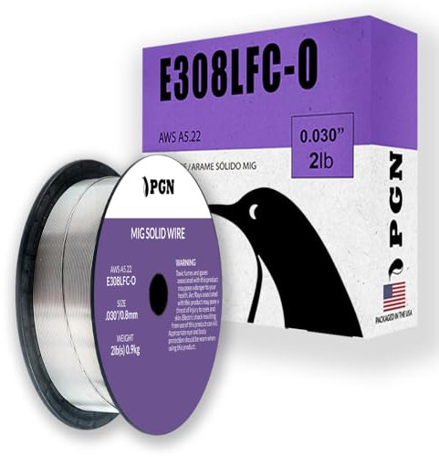 PGN Stainless Steel Flux Cored MIG Welding Wire - E308LFC-O .030 Inch - 2 Pound Spool - Gasless MIG Wire for Reduced Splatter and Better Corrosion Resistance - for All Position Welding