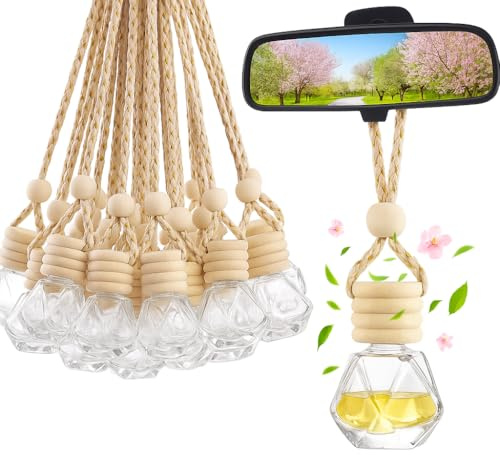 30 pièces Diffuseur Suspendu de Voiture, 8ml Bouteilles de Parfum en Verre Rechargeables. Désodorisant et Pendentif pour Huiles Essentielles. Parfait pour Aromathérapie et Décor de Rétroviseur