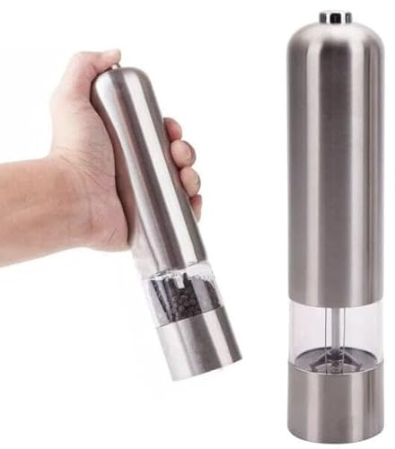 Macinapepe o Macinasale Macina sale e pepe elettrico in acciaio inossidabile Macina spezie automatico for erbe, grossolanità regolabile, gadget da cucina Macina sale o Pepe