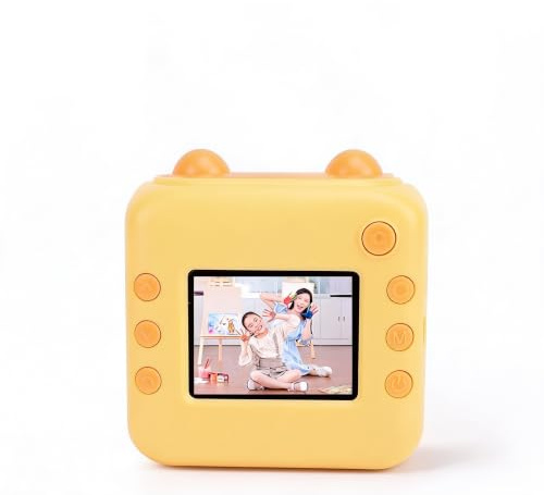 Barnkamera, 48 MP 1080P Instant Print Digital Camera, Digital Selfie-kamera med 2,4-tums IPS-skärm, Instant Camera eller Födelsedag, Jul, Semester (Gul)