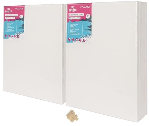 Fax Potato 30cm x 40cm Framed Canvas - 10x Large 1.5cm Pre-Stretched Canvases with Wedges 100% Cotton Triple Primed Acid Free 280GSM Medium Grain Artist Board Blank Canvas for Painting, Acrylic, Oil