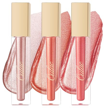 Oulac Metallic Diamond Lip Gloss Set – Waterproof & Transfer-Proof Liquid Lipstick & Eyeshadow, Long Lasting with High Shine Finish, Vegan & Clean Beauty Formula, 4.5ml*3(MD01+MD03+MD05)
