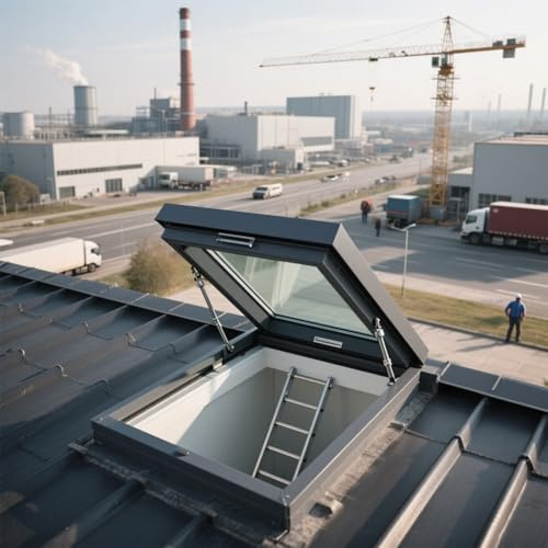 Finestra di ventilazione per tetto piano,portello di accesso al tetto a filo,portello del tetto,finestra del seminterrato con maniglie,Botola per tetto ad alta tenuta per cantina/veranda(50*50cm/19.7*