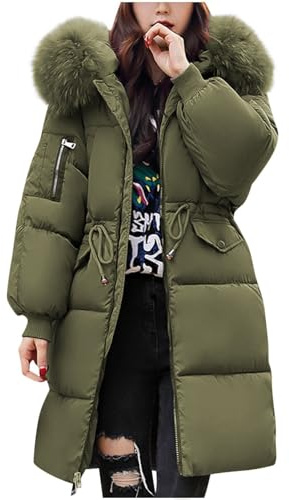 Chaquetas de invierno para mujer Reino Unido, abrigo acolchado de plumón largo tipo puffer para damas, chaqueta ligera e impermeable con capucha de piel, talla grande, gabardina delgada, ropa de