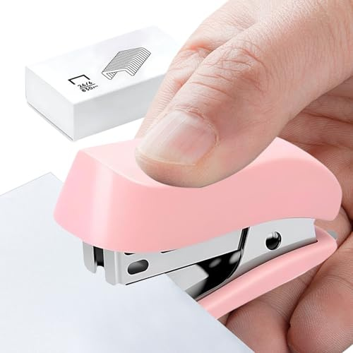 Mini agrafeuse – Outil de reliure compact pour salle de classe, travail, agrafe avec fonction d'agrafage de 12 feuilles, agrafeuse de papier portable pour l'école, l'extérieur, les voyages, 7,5 x 4,1
