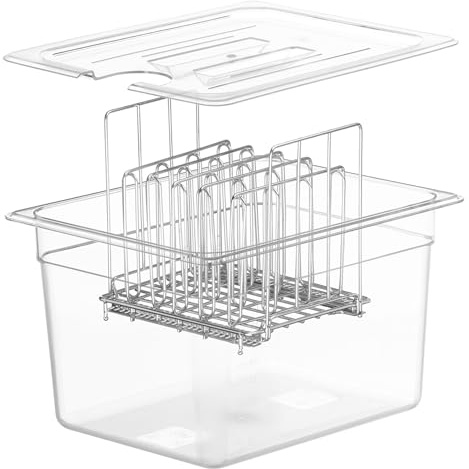 Sous Vide - Contenedor de 12 litros con tapa y estante para cocinar palillos Sous Vide, recipiente transparente multifuncional adecuado para pescado, carne y verduras