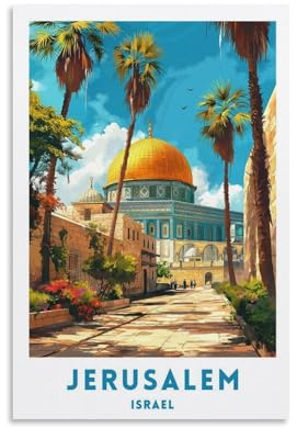 Poster di viaggio di Gerusalemme Israele Stampa artistica su tela di dipinti ad olio Riproduzione moderna su tela Stampa artistica su tela Paesaggio astratto Immagini stampate su tela Arte da parete