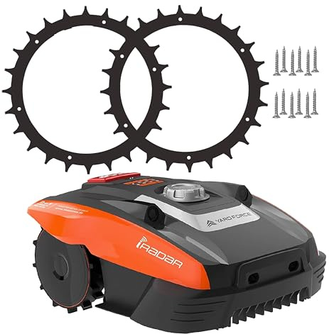 ROBO CLAWS rostfritt stål spikar ⌀ 168 mm för Yardforce robotgräsklippare i EasyMow & COMPACT-serien – mer dragkraft och grepp – inkl. 12 rostfria skruvar (svart)