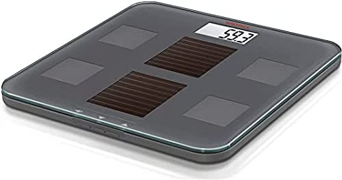 Soehnle Balance pèse personne Solar Fit, Balance numérique sans pile, fonctionne avec la lumière naturelle et artificielle uniquement, Balance qui détermine le poids, la teneur en eau et en graisse