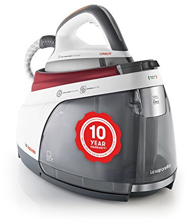 Polti La Vaporella XM80C, Steam generator iron with boiler, 7 bar, no maintenance, 10 year warranty on the boiler against limescale attacks*, unlimited autonomy, steam pulse 450g, Red