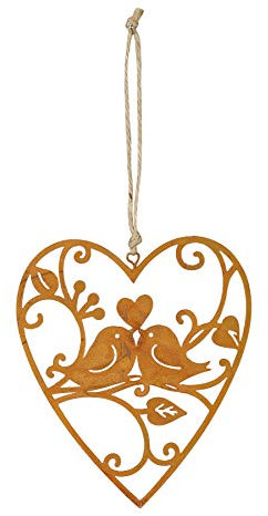 Bouclier Coeur 10x12cm Oiseau décoration de Jardin Plaque de Porte Murale Rouille décoration décoration
