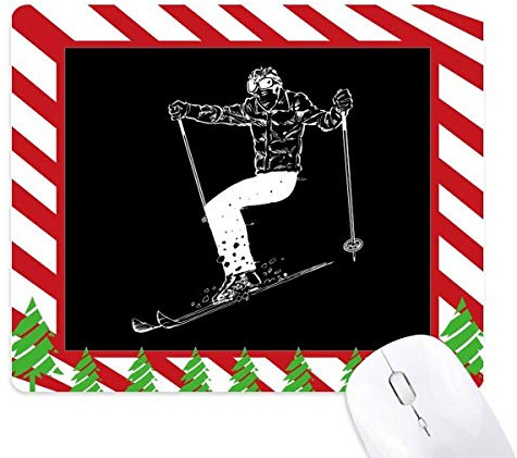 sport d'hiver ski de fond noir patron tapis de souris canne de noël du tapis.