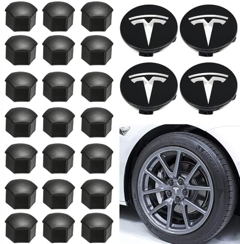 topfit Kit de Tapa de Rueda Conjunto de Tapa de Cubo Central Tapa de Tuerca de Rueda Cubierta de Logotipo Central Modificación de Emblema Cubierta de Cubo para Model Y Model 3 Model S Model X