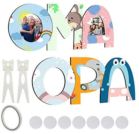 UYUYong OPA OMA Geschenk Enkel Enkelin Fotorahmen Holz für baby Familie Bastelset Kinder Holz mit Standhilfe für Geburtstag Weihnachten Dekoration -Sicherheits Material