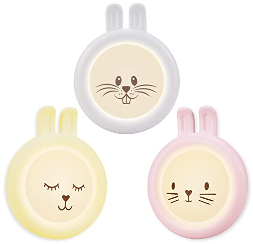 Nachtlicht Steckdose Kinder Motiv Hase, 3 Stück Dämmerungssensor Steckdosenlicht, Stilllicht Baby, Wand LED Orientierungslicht für Flur Treppe Ecke, Kinderzimmer Deko Schlummerleuchten Schlaflicht