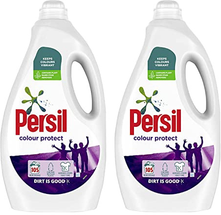 Persil Colour Protect Laundry Washing Liquid Detergent, Plant Based Biodegradable Stain Remover 2.835L, 105 Washes (Buy 2)