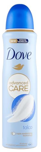 Dove Deodorante Spray Advanced Care Talco, con Formula Idratante e Delicata sulla Pelle, Senza Alcol, Pelle Asciutta Fino a 72 Ore, Deodorante Uomo e Donna, 150ml