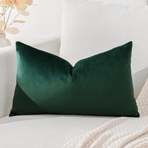 Artscope Samt Kissenbezug Kissenhülle Dekorative Dekokissen Sofakissen Lendenkissen Wurfkissenbezug Sofa Schlafzimmer 30x50cm Dunkelgrün