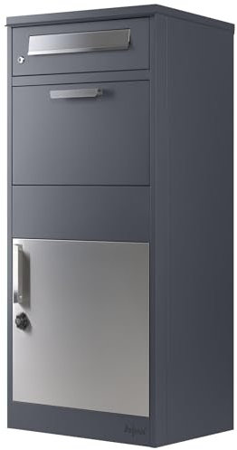 Zelsius Buzón de Correo para Paquetería en Acero Galvanizado con Recubrimiento de Polvo y Elementos de Acero Inoxidable | con Tope de Retorno Integrado | Montaje al Suelo