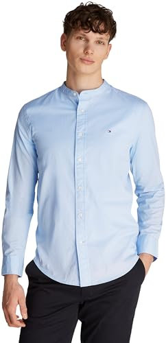 Tommy Hilfiger Herren Hemd Flex Poplin Solid Mao Regular Fit, Blau (Sweet Blue), 3XL