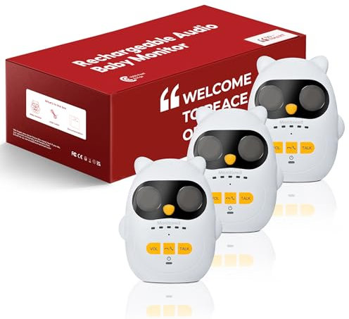 Audio-Babyphone mit wiederaufladbarem Akku, drahtlosen Intercoms für Zuhause, Full-Duplex-Intercom mit Einer Reichweite von 300M, klarem Klang, Nachtlicht - Monitor für Kinder, Senioren, Haustiere