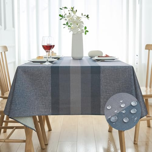 Arwllzz Manteles Individuales Lavables 140x140 Impermeable Exterior Mantel Antimanchas Cuadrada Manteles de Mesa Lino Gris Negro Decorativo para Sala de Estar, Comedor, Cocina, Jardín, Fiesta