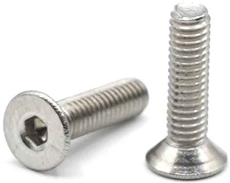 20 tornillos FHC M2.5 x 10 mm de acero inoxidable – Tornillos avellanados 6 caras, de acero inoxidable A2 – ISO 10642 – Tornillos para metales cabeza avellanada rosca completa Tornillos métricos para