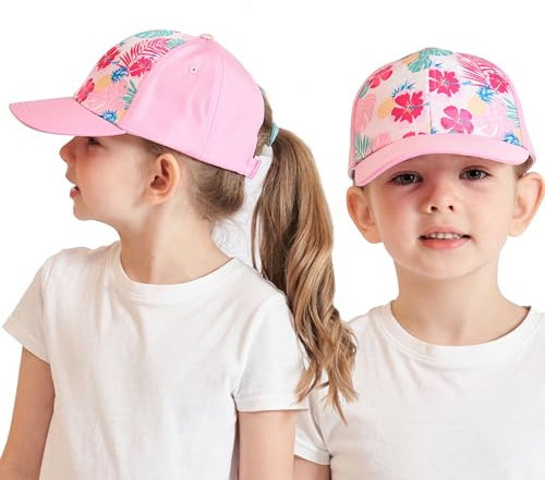 3-8 Jahre Kinder Baseballkappe mit Pferdeschwanz für Mädchen Jungen Verstellbare UV-Schutz Sommermütze Golf Visor Hut Junior Tennis Kappe Schirmmütze Basecap Sonnenblende Hut Sommerhut Sonnenhut
