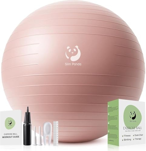 Slim Panda Pelota de Pilates, 55-85cm Antiexplosión Antideslizante PVC Pelota de Gimnasia, Soft Balones de Yoga para Terapia Geriátrica, Domicilio, Fitness, Parto, Entrenamiento del Equilibrio