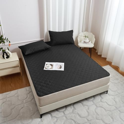 Hearda Empapadores Cama Adultos Lavables Protector de Cama Absorbentes Impermeable Antideslizante, Empapadores Reutilizables para Incontinencia, Mayores y Niños (Negro,160x200cm)