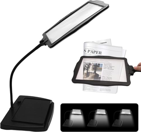 Loupe avec Lumière Et Support,Lampe Loupe De Bureau,Loupe A Col De Cygne,Lampe De Bureau Loup,Lampe Loupe Dvec Support Et Pince pour Personnes Agées,Journaux,Couture,Travaux Manuels,Peinture
