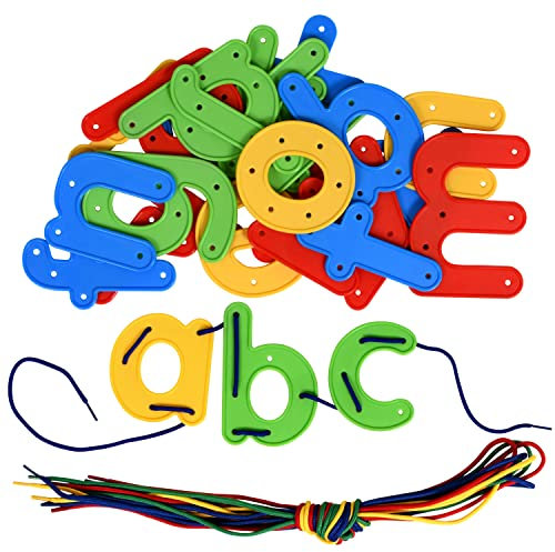 READY 2 LEARN Schnür-Alphabet - Kleinbuchstaben - 26 Buchstaben - 8 Schnüre- Fädelspielzeug für 3, 4, 5, 6 jährige Kinder - Feinmotorik, Buchstabenerkennung und frühe Rechtschreibung