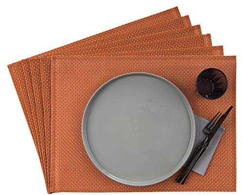 APS 60018 Tischset, 33 x 45 cm, 6er Set Schmalband Platzdeckchen aus Kunststoff, PVC, hitzebeständige, rutschfeste Tischmatten, abwaschbare, wasserabweisende Platzsets, candyrot