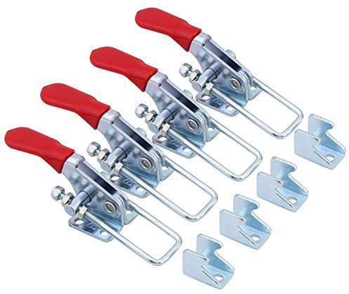 4PCS Toggle Morsetto a Levetta in Metallo Morsetto a Leva Orizzontale a Sgancio Rapido 163 kg Attrezzo Manuale Toggle Clamp Attrezzo a Levetta per Attrezzi Pesanti GH-40323