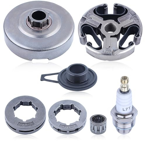 Frizione e Pignone Tamburo della frizione Kit per Husqvarna 362 365 371 372 XP Parti di ricambio con ingranaggio a vite senza fine, Cuscinetto frizione 503 93 24-71