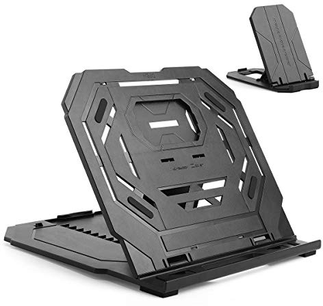 Drawing Tablet Stand, Laptop Stand, Foldable Stand for Pen Tablet Display, 9 Levels Adjustable Angles with a Built-in Phone Holder, for 12-17 inch Drawing Tablet, MacBook, Laptop, iPad, Book, Phone