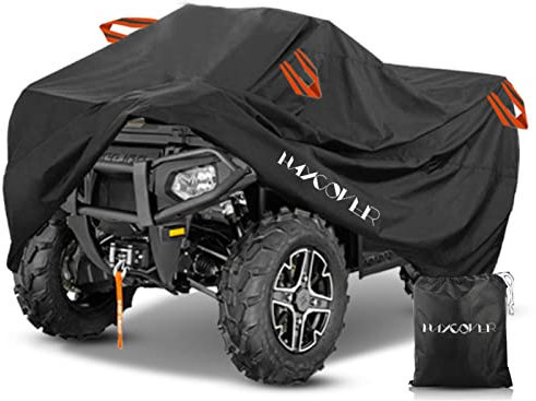 Housse de Protection pour 210D Bâche de Protection pour Moto ATV Quad Cover étanche avec Bandes Réfléchissantes & Bande élastique Imperméable Coupe-Vent Anti-UV Noir