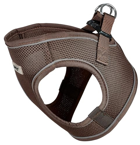 Bunty Voyage Dog Harness, Medium - Anti Pull, Escape Proof Harness, Lightweight & Durable, Reflective Trim, Breathable Padded Mesh, Easy Fit, Lead Attachment - Medium, Brown
