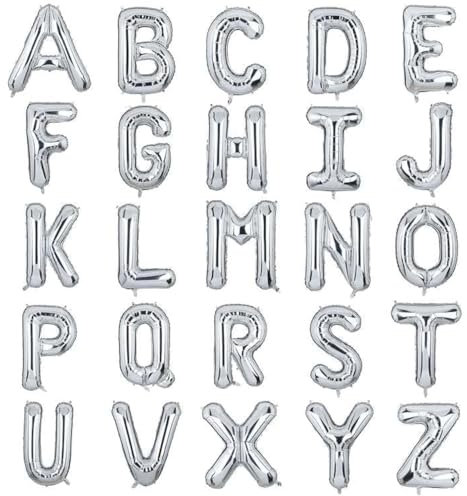 XXL Groß Buchstaben E Ballon Silber Helium Luftballons Riesen Mylar Alphabet Folienballon Jubiläum Babyparty Hochzeit Geburtstag Party Dekoration 100CM(Silber E)