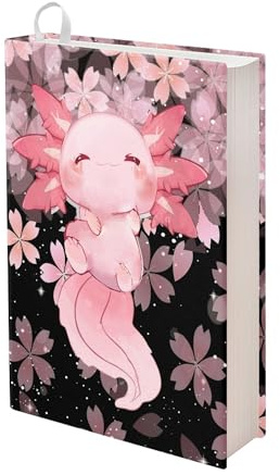 Upetstory Cute Axolotl Book Cover Reusable Book Sleeve Stretchable Book Box for Book Lovers Adults Kids Large Textbook Hardcover Notebook Textbook