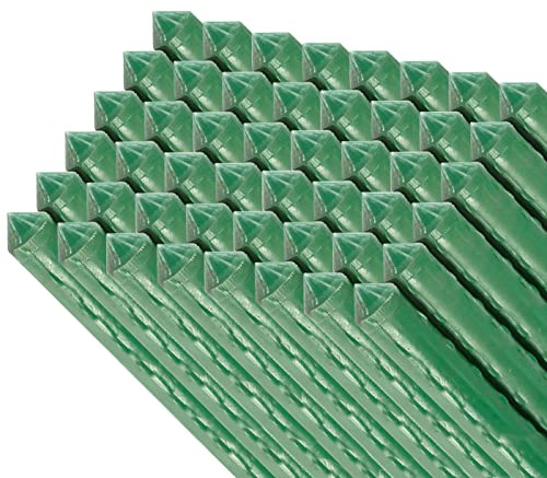 Tradineur - Pack de 48 tutores de Acero plastificado para Plantas de Ø 1,60 x 180 cm, Ideal para el Cuidado del jardín. Varillas para el Cuidado de Plantas y arboles (Color Verde)