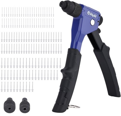 Nietenzange Set, Blindnietzange, Popnietenzange, Profi Nietpistole inkl 200 Nieten(2,4 3,2 4,0 4,8mm), für Türen und Fenstern, Nummernschilder, Geländern, Möbel und Türschlösse