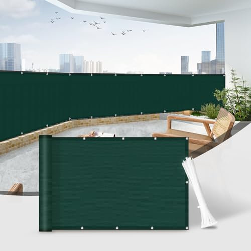 Sunnylaxx Pantalla privacidad Balcon 70x500cm,Ant-UV Resistente al Viento,Pantalla para Balcón Jardín Protección de Privacidad,con Ataduras de Cables,Verde