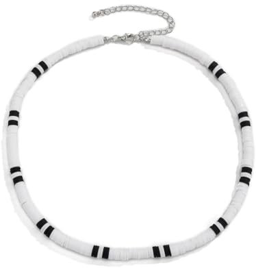 Halskette Damen Ketten Anhänger Frauen Schwarz-Weiße Halskette Aus Weicher Keramik Im Bohemian-Stil 1