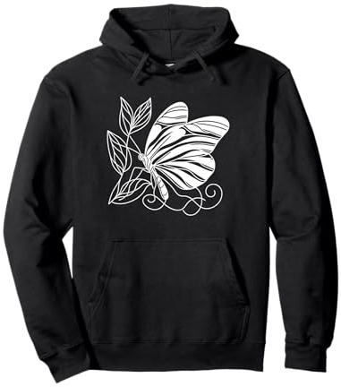 Line Art Entomologists Zebra Longwing Butterfly Pullover Hoodie