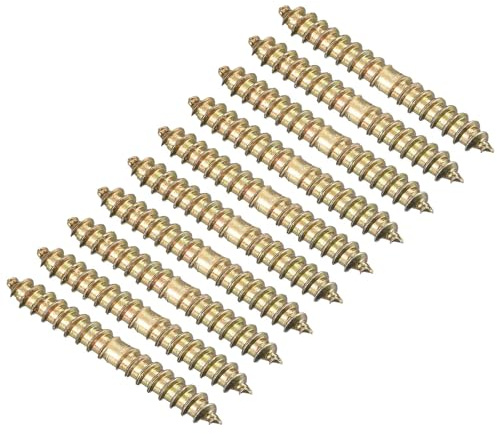TOP-VIGOR 24Pcs Hanger Bolts, M4x30mm Double Ended Self-Tapping Thread Wood to Wood Dowel Screws, Double Ended Dowel Screws, Screw Dowels Hanger for Wood Connecting