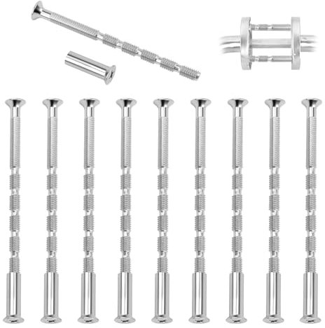 10 Piezas Tornillos De Conexión, M4 Fijación Manija De Puerta Tiradores Niquelados Para Escudos Gabinete Cajones Universales M4 Manguitos Conectar Manillas Mangas Con Escudete Color Níquel