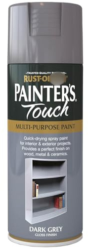 Painter's Touch Spray Paint Dark Grey Gloss 400ml - Fast Drying Formulation - Smooth, Durable Finish - Interior and Exterior Use