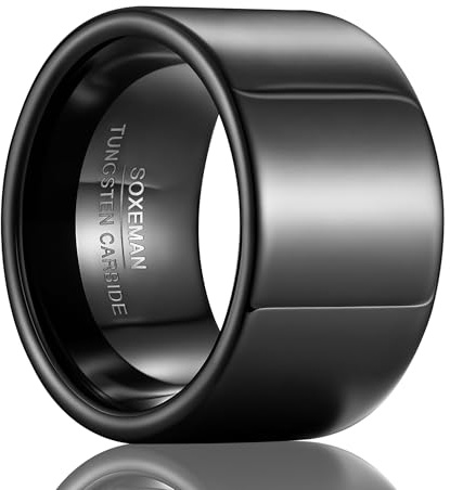 SOXEMAN Bague pour Pouce Homme, Bande Tungstène Lourde Largeur 14 mm, Bijou de Déclaration Solide Imposant, Confort Intérieur (Tailles US)
